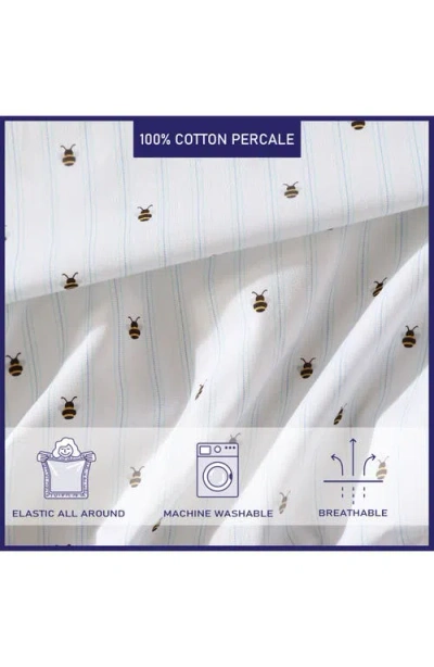 Poppy & Fritz Poppy And Fritz Bumble Bee Print 200 Thread Count Cotton Percale Sheet Set In White