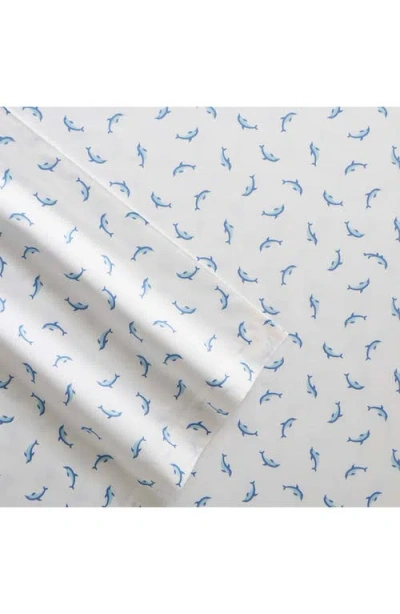 Poppy & Fritz Poppy And Fritz Dolphin Print 200 Thread Count Cotton Percale Sheet Set In Blue