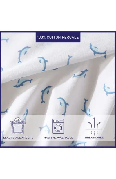 Poppy & Fritz Poppy And Fritz Dolphin Print 200 Thread Count Cotton Percale Sheet Set In Blue