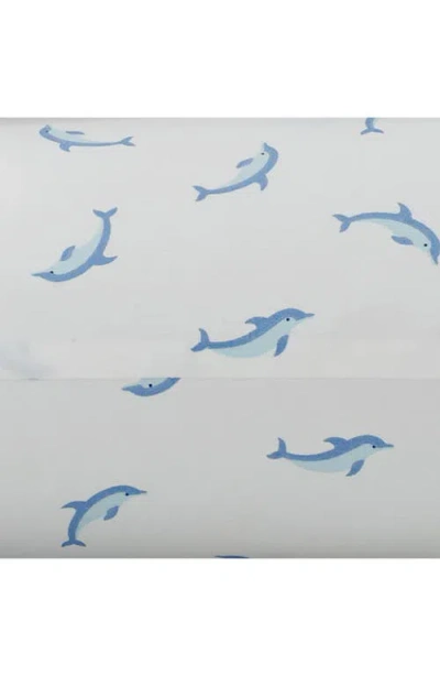 Poppy & Fritz Poppy And Fritz Dolphin Print 200 Thread Count Cotton Percale Sheet Set In Blue
