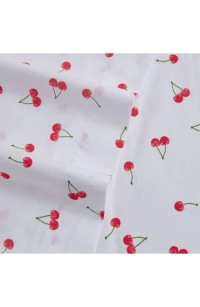 Poppy & Fritz Poppy And Fritz Cherry Print 200 Thread Count Cotton Percale Sheet Set In Red