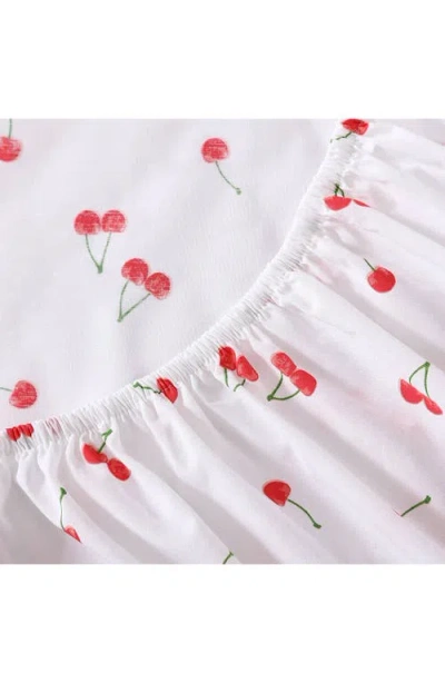 Poppy & Fritz Poppy And Fritz Cherry Print 200 Thread Count Cotton Percale Sheet Set In Red