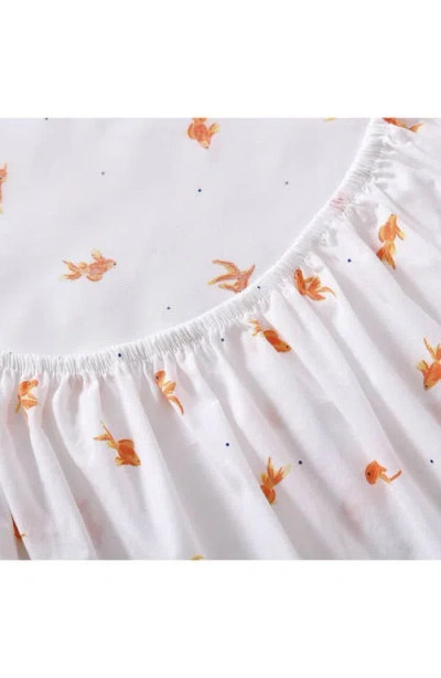 Poppy & Fritz Poppy And Fritz Goldfish Print 200 Thread Count Cotton Percale Sheet Set In Orange