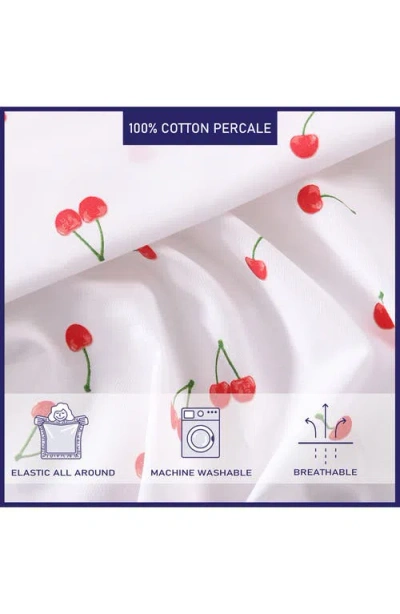 Poppy & Fritz Poppy And Fritz Cherry Print 200 Thread Count Cotton Percale Sheet Set In Red