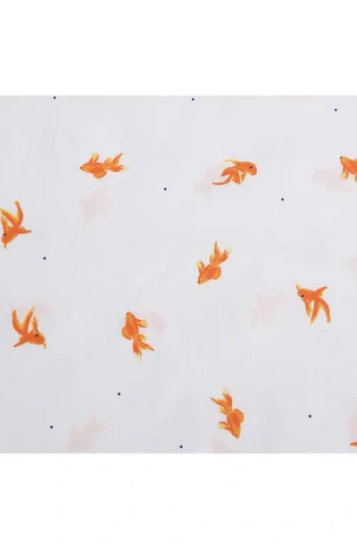 Poppy & Fritz Poppy And Fritz Goldfish Print 200 Thread Count Cotton Percale Sheet Set In Orange