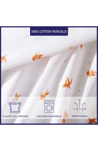 Poppy & Fritz Poppy And Fritz Goldfish Print 200 Thread Count Cotton Percale Sheet Set In Orange