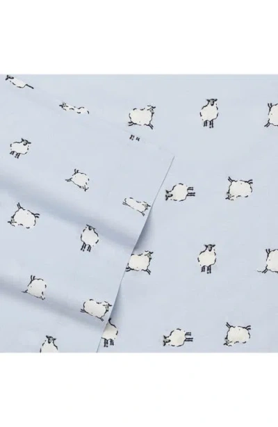 Poppy & Fritz Poppy And Fritz Sheep Print 200 Thread Count Cotton Percale Sheet Set In Blue