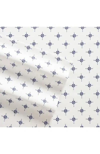 Poppy & Fritz Poppy And Fritz Compass Print 200 Thread Count Cotton Percale Sheet Set In Neutral