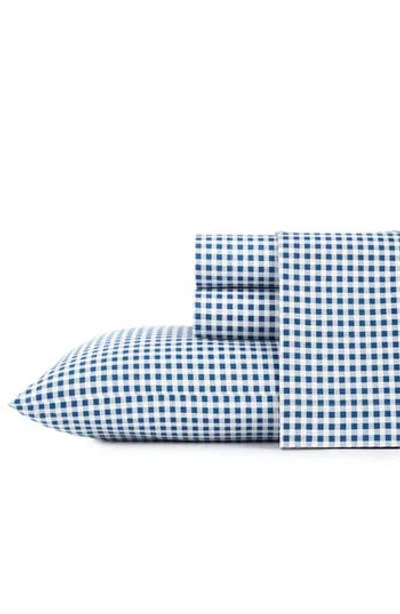 Poppy & Fritz Poppy And Fritz Gingham Plaid 200 Thread Count Cotton Percale Sheet Set In Blue