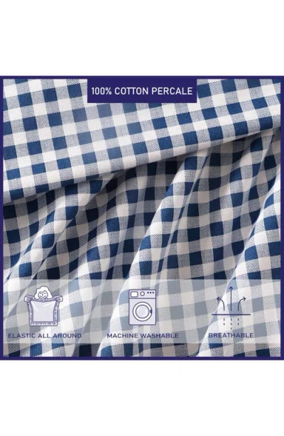 Poppy & Fritz Poppy And Fritz Gingham Plaid 200 Thread Count Cotton Percale Sheet Set In Blue