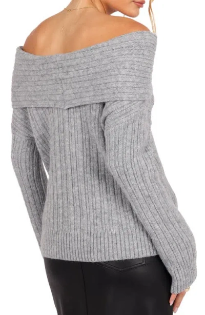 Petal And Pup Petal & Pup Kenny Off The Shoulder Rib Sweater In Gray