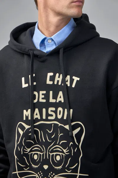 Valentino Jersey Felpa Le Chat De La Maison In Black