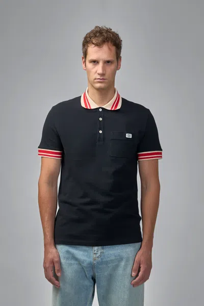 Valentino Cotton Piqué Polo Shirt With Vlogo Patch In Black