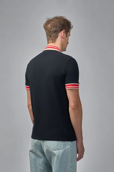 Valentino Cotton Piqué Polo Shirt With Vlogo Patch In Black