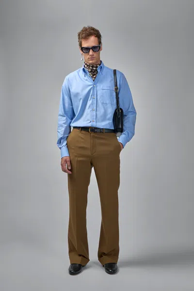 Valentino Vlogo Embroidered Long-sleeved Shirt In Light Blue