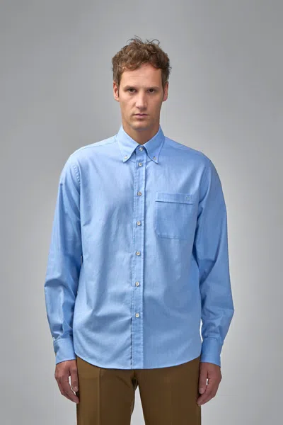 Valentino Vlogo Embroidered Long-sleeved Shirt In Light Blue