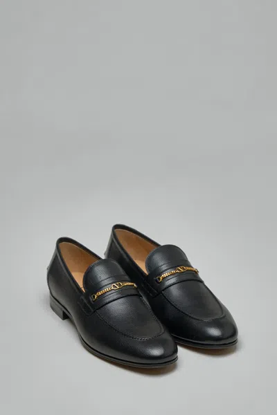 Valentino Garavani Vlogo Signautre Leather Loafers In Black