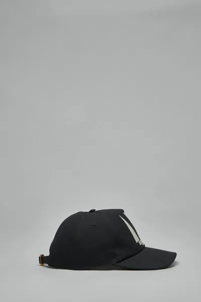 Valentino Garavani Cotton Baseball Cap With Embroidery And Curved Brim In Black