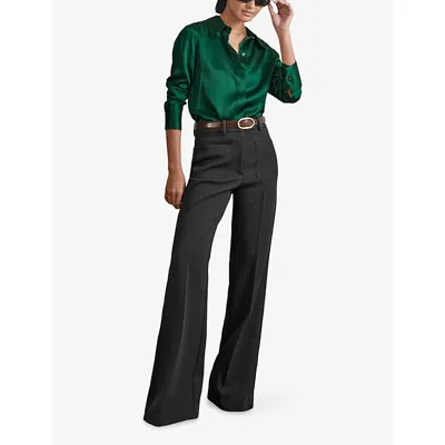 Reiss Ameira Silk Satin Shirt In Green