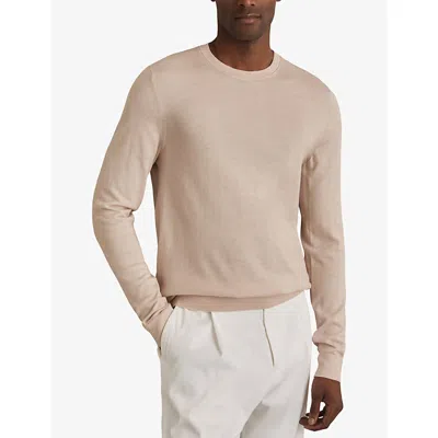Reiss Mens Beige Wessex Crewneck Wool Jumper In Pink