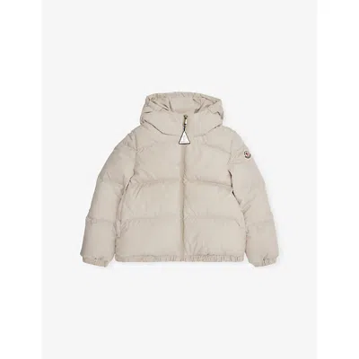 Moncler Light Beige Cascar Hooded Shell-down Jacket 4-14 In Neutral