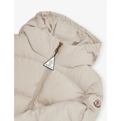 Moncler Light Beige Cascar Hooded Shell-down Jacket 4-14 In Neutral