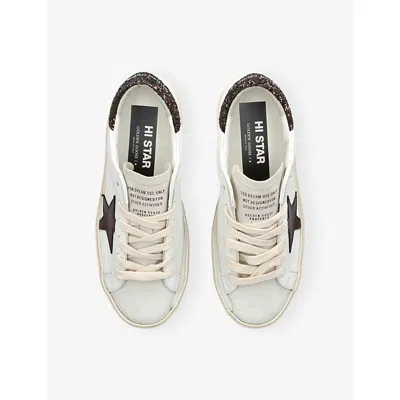 Golden Goose Starry Sneakers With Glitter Heel Tab In White