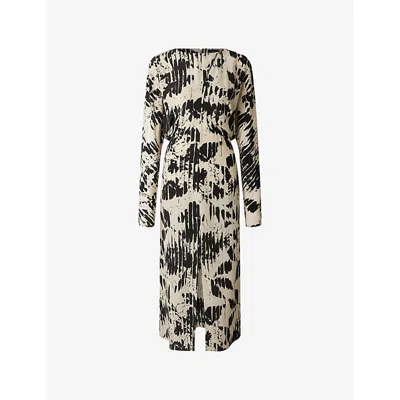 Soeur Womens Jaune Pale/noir Francine Abstract-print Silk-crepe Maxi Dress In Neutral
