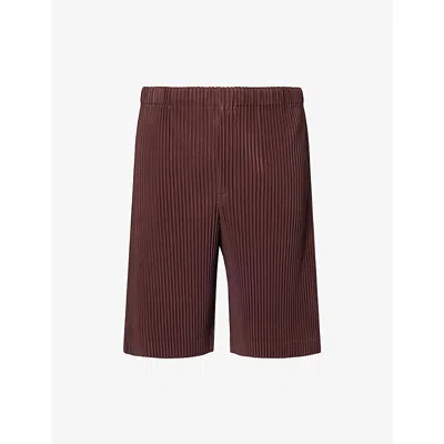 Issey Miyake Ns Edge Brown Color Pleats Drawstring Knitted Shorts In Brown