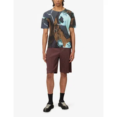 Issey Miyake Ns Edge Brown Color Pleats Drawstring Knitted Shorts In Brown