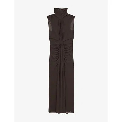 Reiss Womens  Daniella Sleeveless Stretch-woven Maxi Dress In Brown