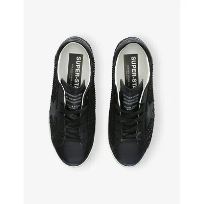 Golden Goose Super-star Black Low Trainer With Rhinestones Women In Black