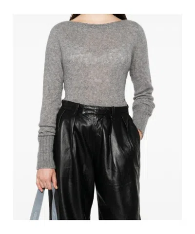 Tom Ford Knitwear With Ribbed Hem And Long Sleeves In Gray