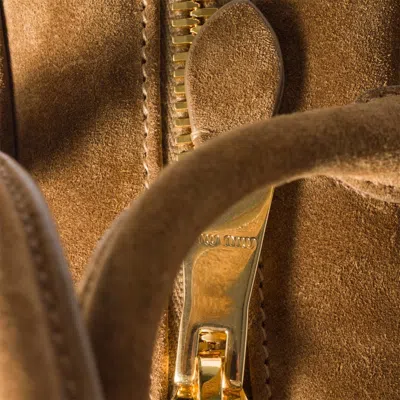 Miu Miu Biscuit Suede Arcadie Handbag In Green