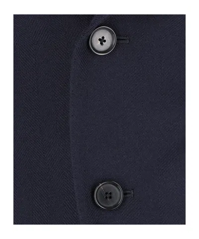 Caruso Tailored Black Herringbone Jacket With Notched Lapel In Blue