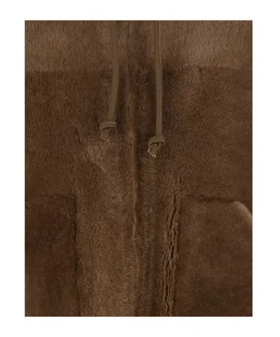 Blancha Hooded Shearling Jacket In Burgundy