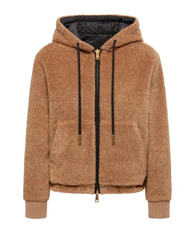 Moncler Reversible Jacket With Drawstring Hood And Logo Patch On The Sleeve In Brown