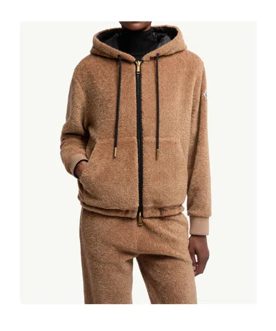 Moncler Reversible Jacket With Drawstring Hood And Logo Patch On The Sleeve In Brown