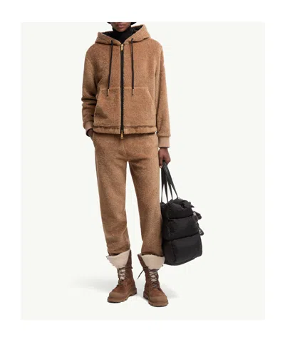 Moncler Reversible Jacket With Drawstring Hood And Logo Patch On The Sleeve In Brown