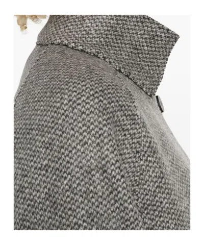 Harris Wharf London Textured Wool-cashmere Blend Coat With High Collar In Gray