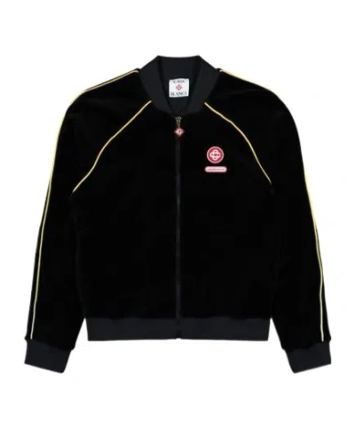 Casablanca Mens Velour Logo-patch Cotton-blend Track Jacket Black In Black