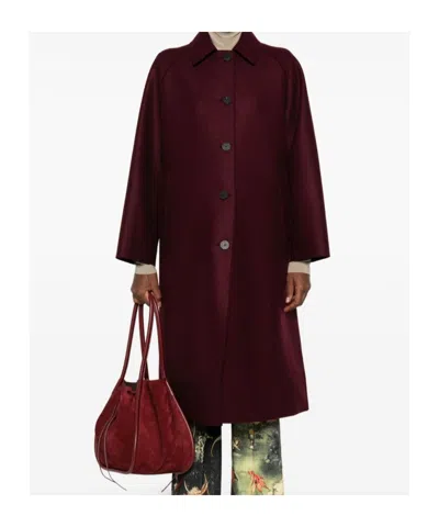 Harris Wharf London Wool Raglan Sleeve Coat With Welt Pockets In Burgundy
