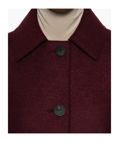 Harris Wharf London Wool Raglan Sleeve Coat With Welt Pockets In Burgundy