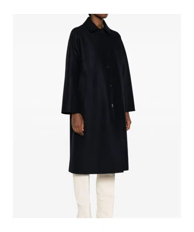 Harris Wharf London Wool Coat With Raglan Sleeves And Pockets In Blue