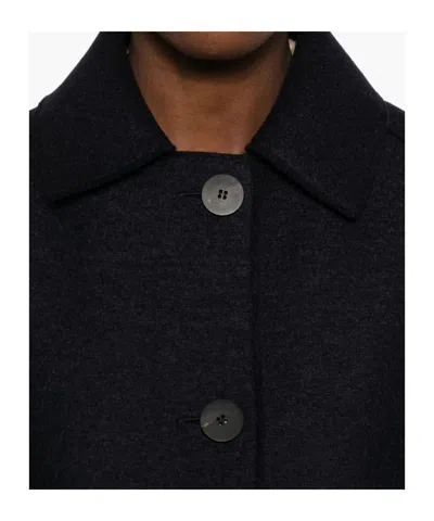 Harris Wharf London Wool Coat With Raglan Sleeves And Pockets In Blue