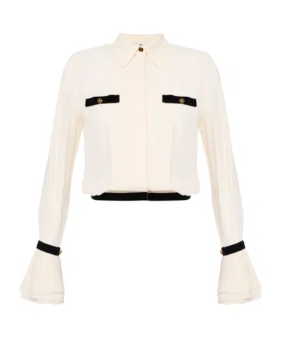 Elisabetta Franchi Camisole Shirt With Layered Ruffle Cuffs In White