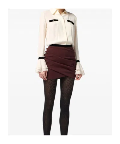 Elisabetta Franchi Camisole Shirt With Layered Ruffle Cuffs In White