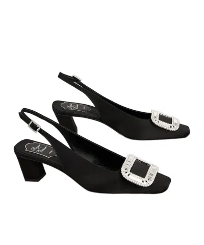Roger Vivier Belle Vivier Crystal Buckle Slingback Pumps In Black