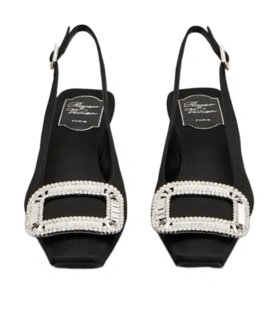 Roger Vivier Belle Vivier Crystal Buckle Slingback Pumps In Black