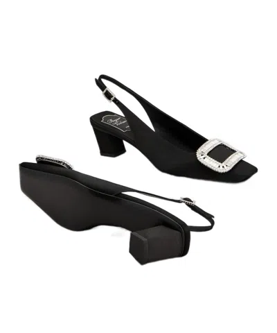 Roger Vivier Belle Vivier Crystal Buckle Slingback Pumps In Black